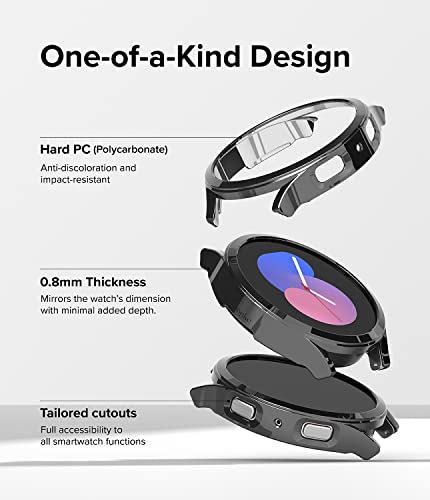 Image of Ringke Slim Case [2 Pack] Compatible with Samsung Galaxy Watch 5 40mm, Watch5 Bezel [Frame Only] Premium PC Hard Thin Cover - Clear & Dark Chrome