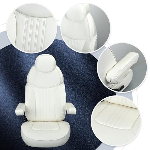 Leader Accessories Luxury Reclining Pontoon Captains Chair Bucket Boat Seat with Armrests(White) by Leader Accessories - Image 2