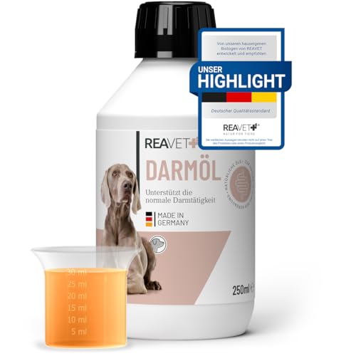 ReaVET Darmöl für Hunde 250ml I Verdauung, Darmflora I Sekundierend bei Verstopfung und Verdauungsproblemen, kein Remedium und Laxans