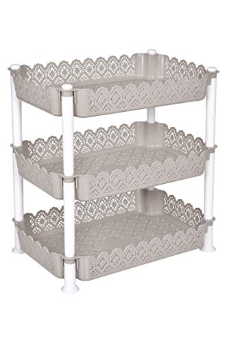 ARISTO Plastic Storage Rack 3 Shelfs, Grey (1 Piece), Medium, (40.5 x 26.5 x 44 cm)