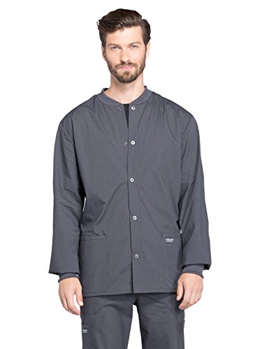CHEROKEE Workwear WW Professionals Mens Men's Snap Front Jacket, WW360, XL, Pewter