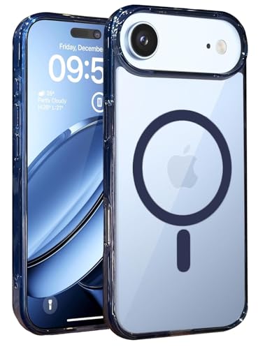 Image of VONZEE Translucent Clear Back Cover Compatible with (iPhone 17 Air Case)(2025), PC Shockproof Scratch Resistant, Non-Yellowing, Support Mag-Safe Wireless Magnetic Charging - Blue|6.6''