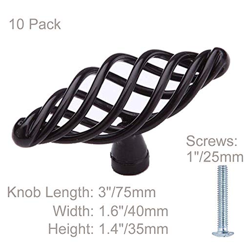 Matmo Black Kitchen Cabinet Knobs, 10 Pack Bird Cage Kitchen Cabinet Knobs Black For Dresser Drawers, Drawer Knobs Black Hardware Dreeser Door Pulls #TOP1
