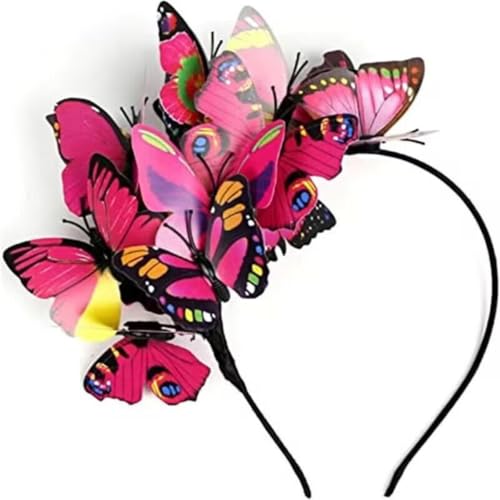 Costume Bay Butterfly Headband Headpiece Hair Accessory Hairband Cute Headwear Ornament Colorful Band Whimsical Hair Jewelry Motif Trendy Nature-inspired Christmas (Hot Pink, ONE)