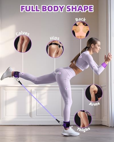 Image of Resistance Bands Set - Resistance Band and Adjustable Ankle Exercise Bands with Cuffs Great Equipment for Training, Working Out, Yoga,Home Gym with Training Guidance & Carry Bag,Set of 8