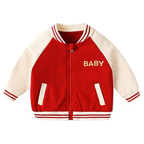 famuka Baby Jackets Boys Girls Outwear Autumn Spring Baseball Suit Coat Clothes (Red, 12-18 Months) Cover