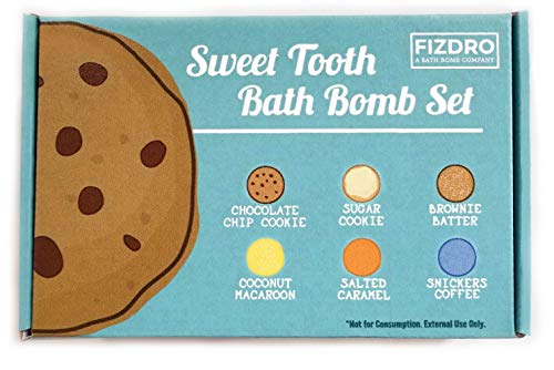 Fizdro Sweet Tooth Bath Bomb Gift Set - 6 Lush Dessert Scented Bath Bombs with All-Natural Ingredients - Made in the USA