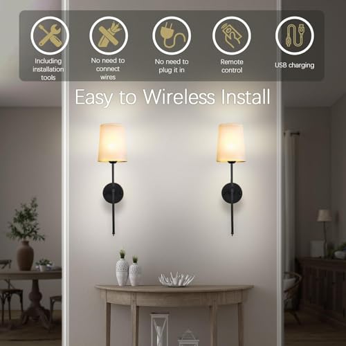 Aplique de pared LED recargable vintage con mando regulable negro 5