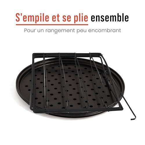 Assiette Pizza Inox Four Chef Pomodoro - Ustensiles de Cuisson avec Support Multi-Plaques