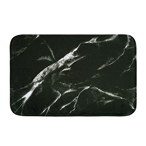 Rosielily Black Bath Mat, Marble Bathroom Rug, Abstract Bath Rug, Black Marble Bathroom Rug, Bath Mats For Bathroom, 24''X16'' #TOP17