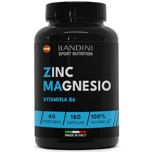 Bandini® ZMA ULTRA 180 Cápsulas (Cobertura para 60 días) Suplemento de Zinc, Magnesio y Vitamina B6 - Energía, Recuperación y Masa Muscular - Reduce el Cansancio y la Fatiga - Para Hombres y Mujeres