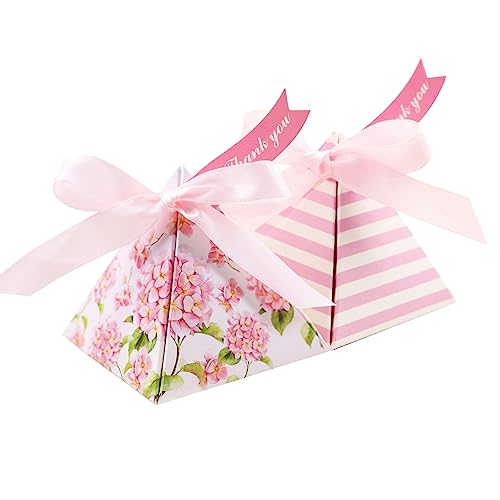 Boite Dragées Mariage 30 Pièces - Boîtes à Dragées Baptême, Faveur de Fête, Cadeau avec Ruban pour Communion, Noël (Hortensia Rose)