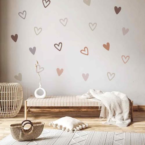 72 Stück Herzen Wandaufkleber, Selbstklebende Wandtattoo, Wandtattoo für das Kinderzimmer, Wandsticker mit Herzen, Boho-Stil-Aufkleber, für Kinderzimmer Babyzimmer