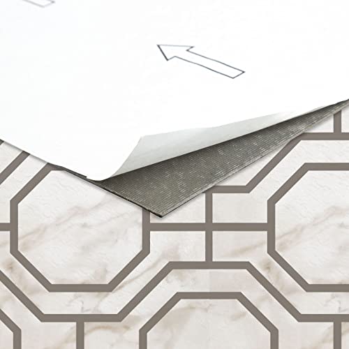 Retro Self Adhesive 12-Inch Vinyl Floor Tiles, 20 Tiles - 12" x 12", Marble Octagon Pattern - Peel & Stick, DIY Flooring for Kitchen, Dining Room, Bedrooms & Bathrooms by Achim Home Decor