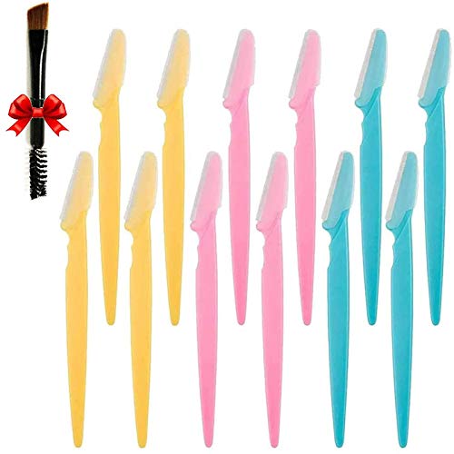 Rasoirs à Sourcils, [12 Pièces] SlickMart Coupe-sourcils Portable, Eyebrow Razors Shavers pour le Visage avec Couverture de Précision pour Femmes et Hommes