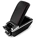 Car Armrest Center Console Box Storage Black Handrest Compatible with Nissan Juke 2010-2017 - Black Leather Red Stitching - Double Storage Space, Adjustable Cup Holder, Rear Ashtray / Change Holder