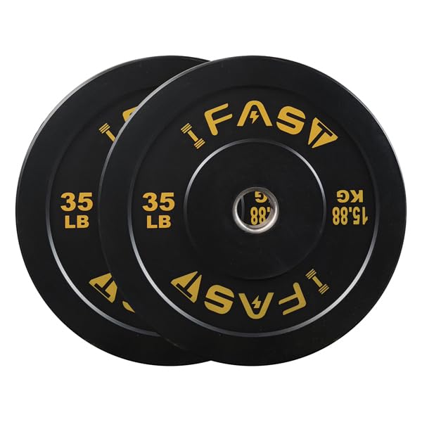 NovaXZ Olympic Bumper Weight Plates, Rubber Plate with 2-Inch Steel Insert Rubberized Weightlifting Barbell Plates 35LB, Pairs or Sets