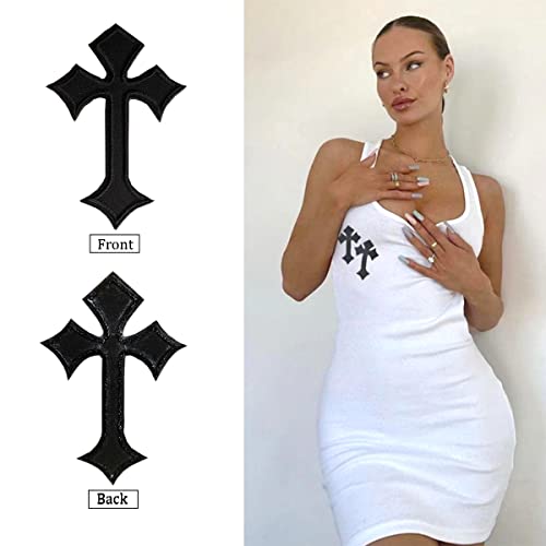 10 Pcs Cross Embroidered Applique Decorative Iron on Clothing Embroidered Patches Cross Medieval Gothic Sew On/Iron On Patches Appliques for Clothes Dress Hat Jeans Repair DIY Accessories