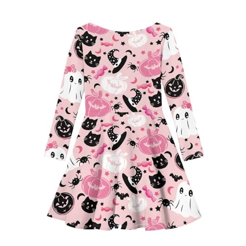 Halloween Dress for Girls Long Sleeve Dresses Crewneck Activewear for Holiday Party 3-16Y2