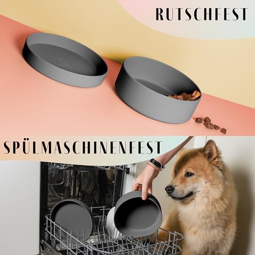 ne&no® Silikon Hundenapf 1200 ml mit Deckel für kleine und mittelgroße Hunde | im Kühlschrank luftdicht verschlossen | Futternapf Hund rutschfest | Fressnapf Hund Set