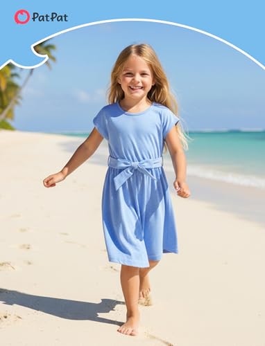 Image of PATPAT Family Matching Outfits Mommy and Me Dresses Floral Dress & Tee Sets | Couples Matching Outfits, Beach Vacation, Family Photoshoot, Drop Shoulder Design Dress, Cotton Blend T-shirts