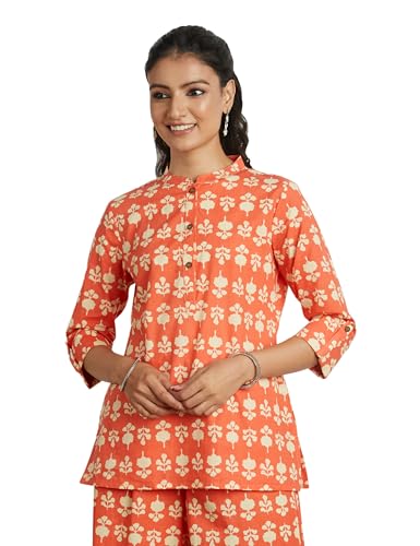 Amazon Brand - Myx Women's Cotton Regular Kurti (PAG 1 A/1_Kappa PHOOL (Peach)