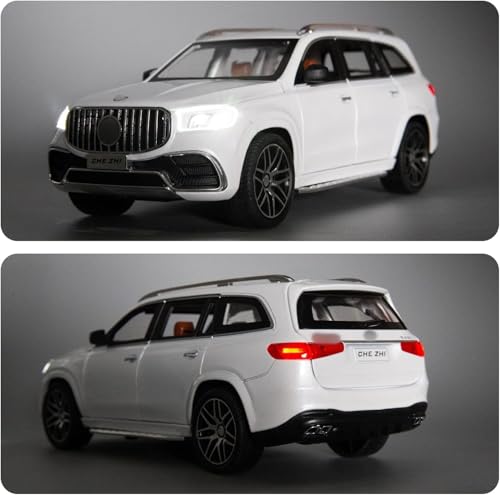 Image of Compatible for 1 /24 Mercedes Benz GLS63 AMG Model Car,Zinc Alloy Diecast Toy Car Pull Back with Light and Sound Toy Vehicle Door Can Be Opened (White)