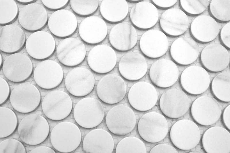 MOS10-1102GR_f - Mosaico in ceramica, colore: bianco opaco, effetto pietra, mosaico da cucina