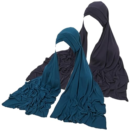Qianmome 2 Pieces Women Jersey Scarf Soft Plain Cotton Hijab Shawls Wraps Foulard Muslim Hijabs Wear Headscarf