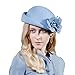 HIMESPORT Wool Felt Beret French Fedora Hats for Women Elegant Church Hats Flower Ladies Wedding Tea Party Hat