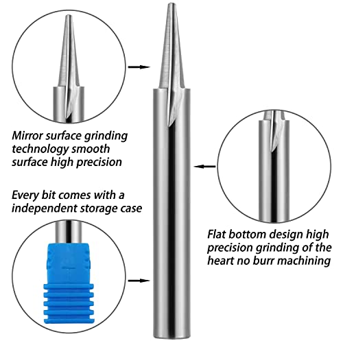 1/4 Inch Shank 15 Degree Engraving Bit, Engraving Cnc Wood Carving Router Bit, Detail Carving Bit For Carving Liner, 2 Flutes Straight Cnc V-Bit Tungsten Steel Marking Conical Engraving Router Tool #TOP1