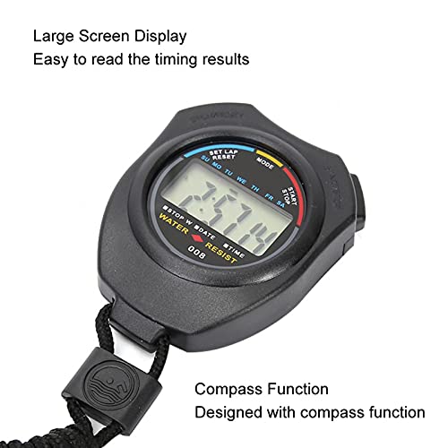 Digital Sport Stopwatch Timer 2 Pieces Handheld Stopwatches With Alarm Clock, Calendar And Compass Function Multifunctional Digital Lcd Handheld Stopwatch For Football, Basketball, Running, Swimming #TOP5