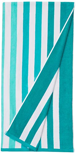 AmazonBasics Oversized Premium Beach Towels - Green Ombre Stripes, 2-Pack
