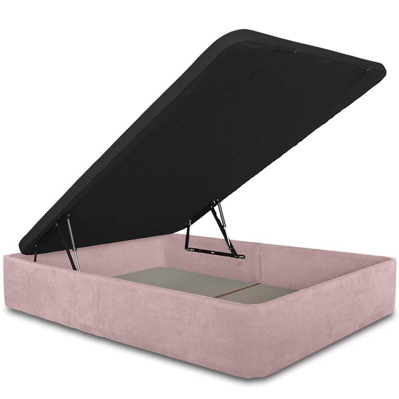 Ventadecolchones - Canapé Abatible Serena Gran Capacidad, Tapizado en Tela Antimanchas Rosa con Tapa en Tejido 3D Transpirable, 150 x 200 cm