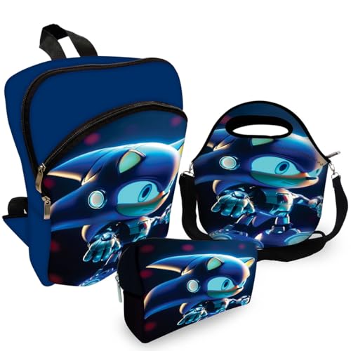 Kit Mochila de Costa Infantil + Lancheira + Estojo SonicBô
