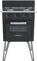 Fogao 2 Bocas Venax Gemini Vetro Preto Fosco Gas Glp