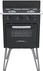 Fogao 2 Bocas Venax Gemini Vetro Preto Fosco Gas Glp