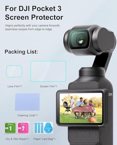 Image of OpenTech Premium Tempered Glass Screen Protector for DJI Osmo Pocket 3 Camera (Transparent) | 9H Hardness, Anti-Scratch Lens & Screen Guard Complete Set