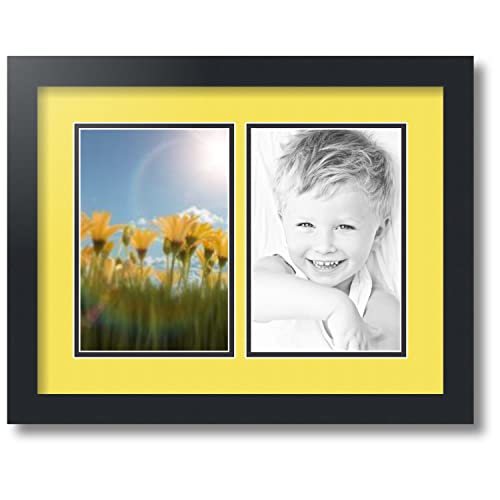 ArtToFrames Collage Photo Frame Double Mat with 2 - 6x9 Openings and Satin Black Frame