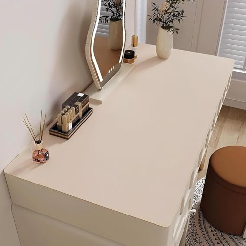 Image of Bloss Extra Large Leather Desk Mat 47.2 inch x 24 inch Non-Slip Dressing Table Cover Protector, Waterproof Student Study Desk Mat, PU Leather Computer Writing Desk Pad for Home Office and Decor - Beige