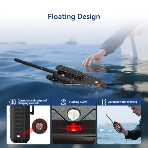 Image of Retevis RM15 6W Marine Radio VHF IP68 Floating, Type-C for Fishing (1 Pack) | 2000mAh Battery,Type-C on Radio & Charger, NOAA, Noise Reduction, Global Channels, Tri-Watch, Offshore Fishing, Travel Sport