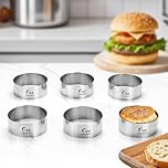 Guowall Hamburger Bun Rings, Stainless Steel Baking Moulds for Homemade Buns, 6 x Round Food Rings (4 inch/10.2 cm)