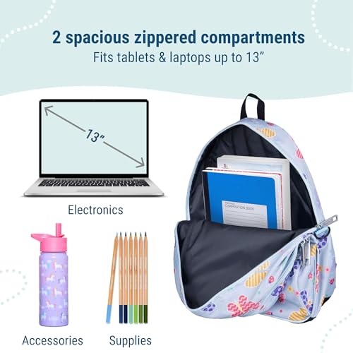 Image of Wildkin 15 Inch Backpack for Kids, Butterfly Garden | Ages 5-10, padded straps, side water bottle pocket - coordinates with matching Wildkin lunch boxes and water bottles