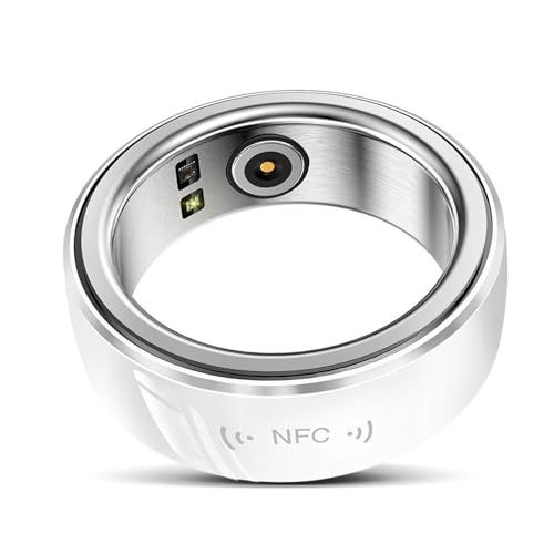 MEETSHERRY Smart Rings for Men Women Advanced Health Fitness Tracker Monitor Sleep Heart Rate Oximetry Activity Waterproof Compatible with iOS&Android White 8# (No Subscription Required)
