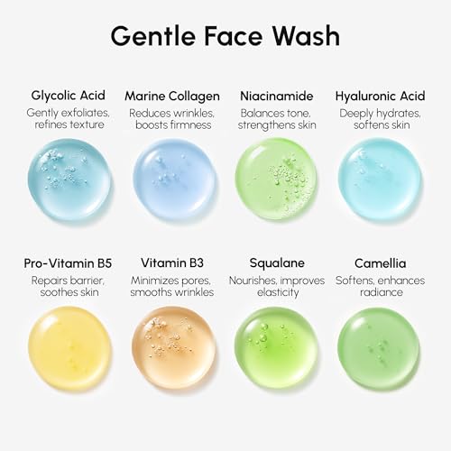 MAREE Face Exfoliator – Microdermabrasion Facial Scrub & Exfoliating Face Wash for Women – Collagen & Glycolic Acid – Gentle Scrub and Exfoliant – Men Exfoliating Scrubber – Exfoliante Facial Cleanser 3 OZ
