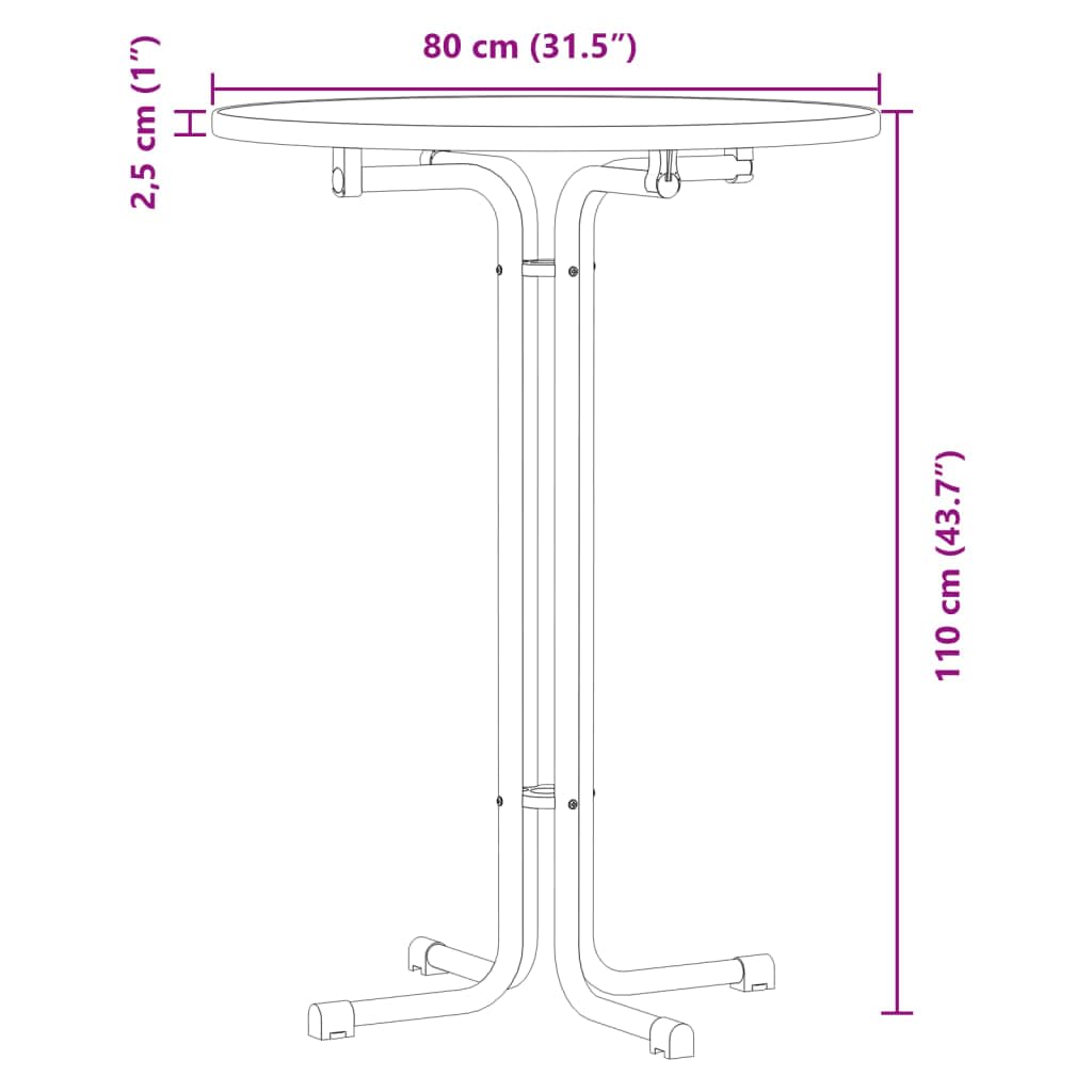Table de bar noire Ø 80 x 110 cm bois multicouche acier