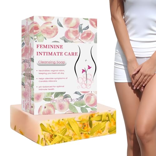 Husoiuy Jabón de limpieza para la higiene íntima, jabón natural para mujeres, 100 g, jabón neutro con pH neutro para la higiene íntima, alivia el picor y el olor, hidrata