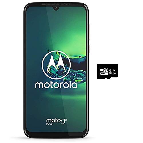 Motorola Moto G8+ Plus (64GB, 4GB) 6.3", 48 MP Camera, 4000mAh Battery, Dual SIM GSM Unlocked (at&T/T-Mobile/MetroPCS/Cricket/H2O) XT2019-2 - International Version (Red, 64GB + 64GB SD + Case Bundle)