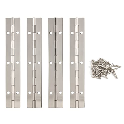 Kinbom 4Pcs 6 Inch Piano Hinge For Cabinet, Continuous Hinge Heavy Duty Piano Hinge With Holes And Screws For Cabinet Door Window (Silver) #TOP21
