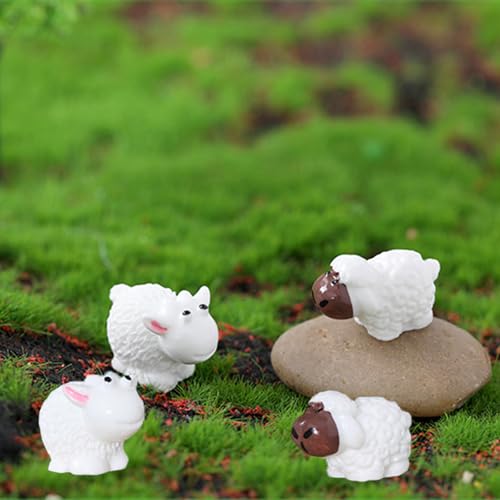 BLMHTWO 30 Stück Miniatur Schafe,Kleine Schafe Deko Mini Harzig Mooslandschaft Realistisch Schafe Deko für Topfpflanzen, Gärten, Puppenhäuser